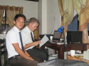 Elder Cabeza and I working on some district reports